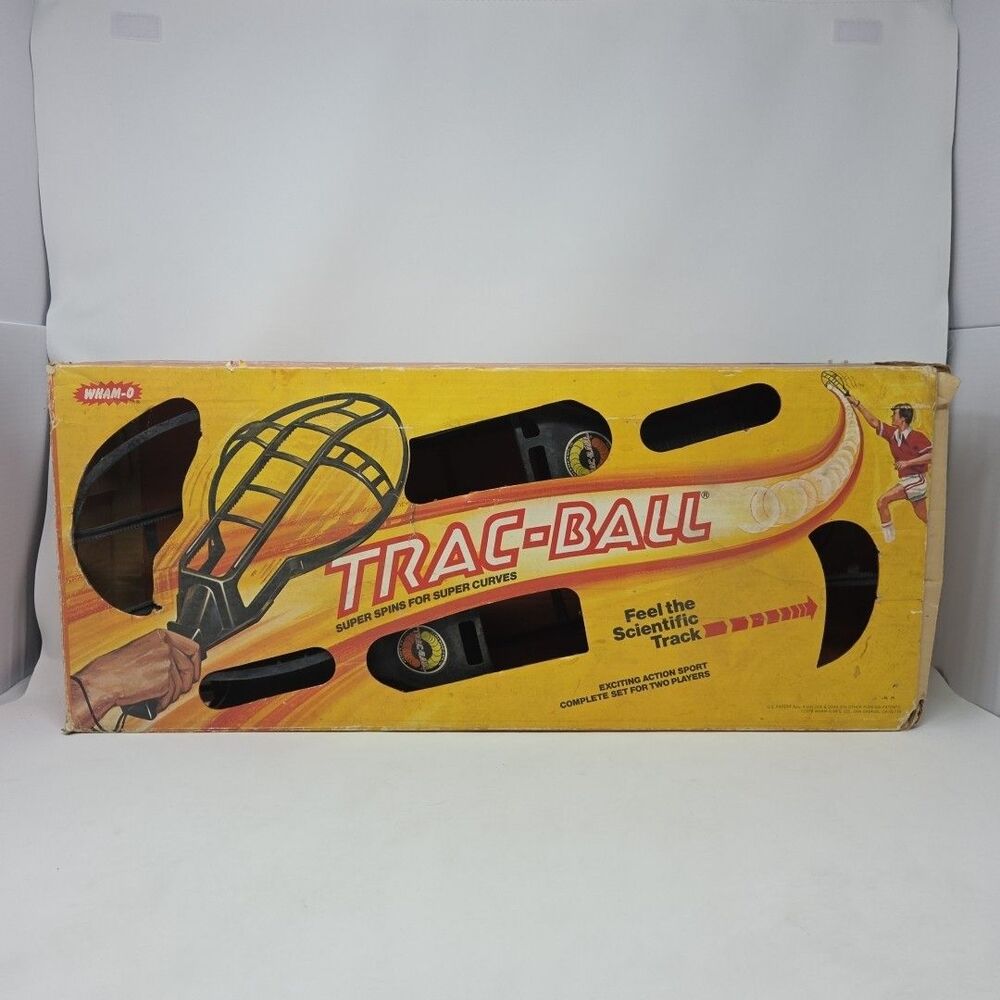 Vintage 1975 Black Wham-O Trac-Ball 2 Racquets W/ Labels Good shape no balls